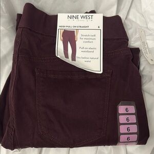 NWT Nine West Women's Burgundy “Heidi” Straight Leg Pants